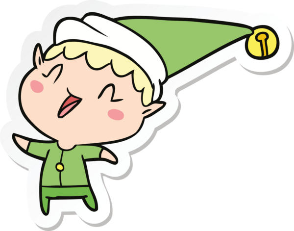 Bir insan tarafından çizilmiş mutlu noel elfi.