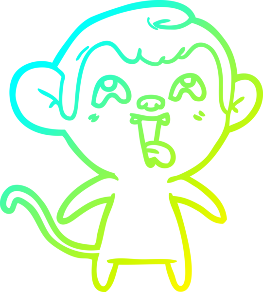 Bir insan tarafından çizilmiş çılgın bir çizgi film maymunu çizimi