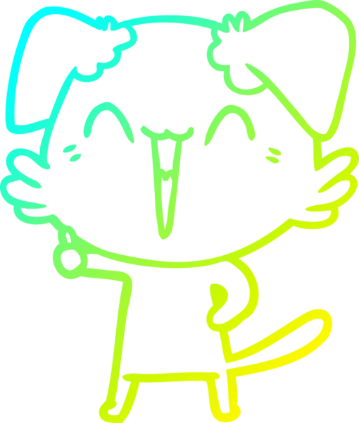 Bir insan tarafından çizilmiş küçük mutlu bir köpek çizgi filmi.