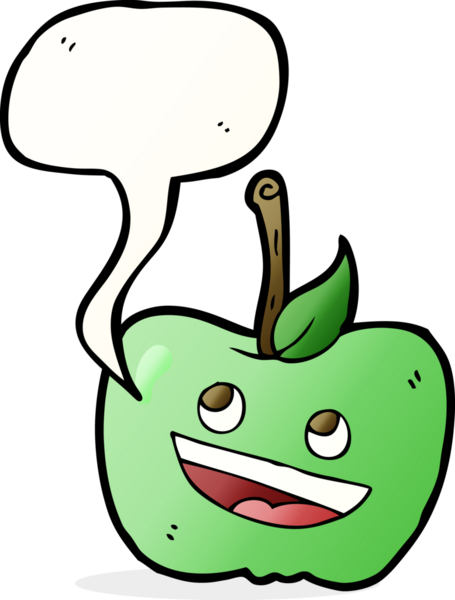 bir insan tarafından çizilmiş konuşma balonlu çizgi film elması