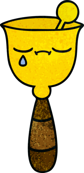 Bir insan tarafından çizilmiş okul çanının retro grunge desenli karikatürü.