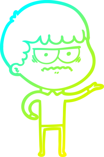 Bir insan tarafından çizilmiş bir çizgi filmin soğuk gradyan çizimi.