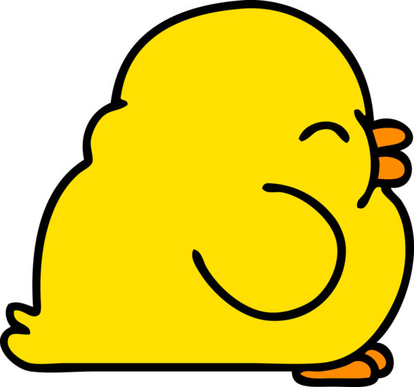 Bir insan tarafından çizilmiş şirin, şişman yavru bir kuşun çizgi filmi.