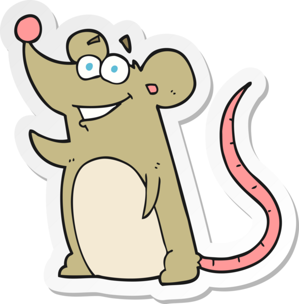 Bir insan tarafından çizilmiş çizgi film faresinin çıkartması.