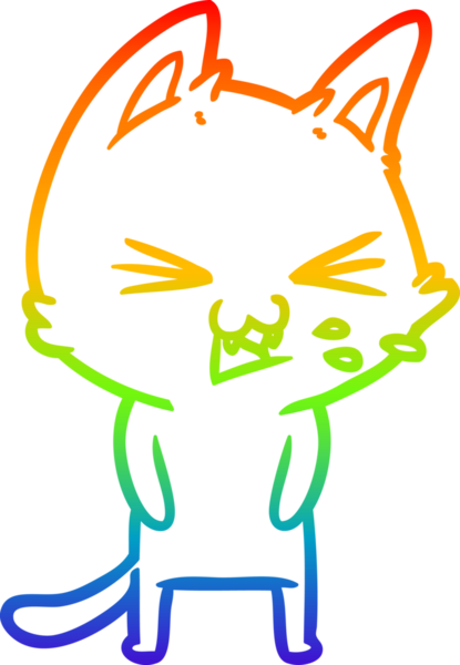 Gökkuşağı gradyan çizgi çizimi Bir insan tarafından çizilmiş bir çizgi kedi tıslama