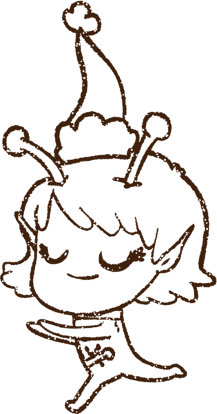 Bir insan tarafından çizilen Noel Uzaylı Kömürü