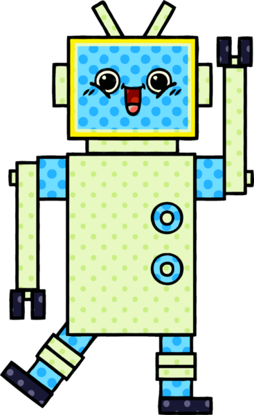 bir insan tarafından çizilmiş bir robotun çizgi roman tarzı