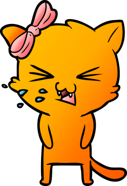 Bir insan tarafından çizilmiş çizgi film kedisi.