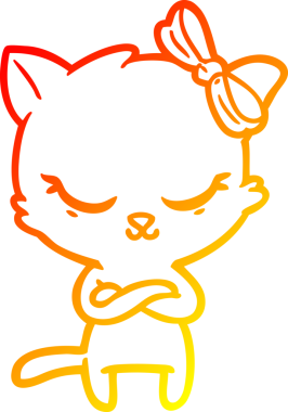 Bir insan tarafından çizilmiş sevimli bir çizgi film kedisinin sıcak çizgi çizimi