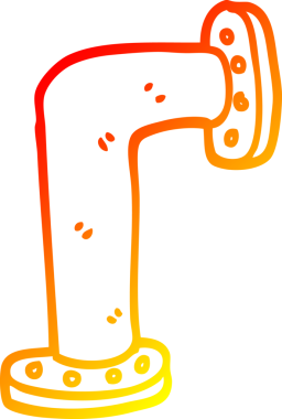 Bir insan tarafından çizilmiş karikatür su borusunun sıcak gradyan çizgisi.