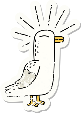 Bir insan tarafından çizilmiş martı dövmesi stili eski bir etiket.