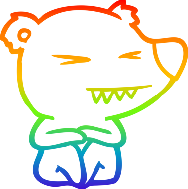 Bir insan tarafından çizilmiş kızgın bir kutup ayısının çizdiği gökkuşağı gradyanı çizimi