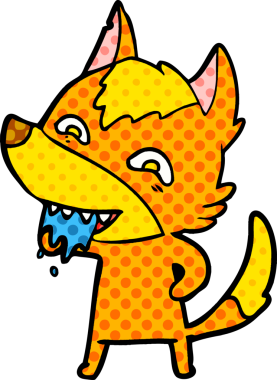 Bir insan tarafından çizilmiş tilki çizgi film karakteri