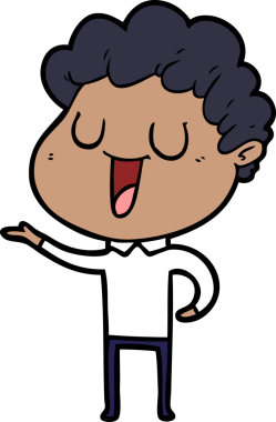 Bir insan tarafından çizilmiş gülen karikatür adam.