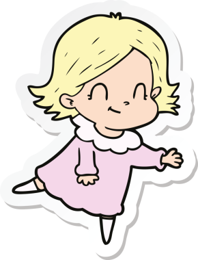 Bir insan tarafından çizilmiş, karikatür dostu bir kızın çıkartması.