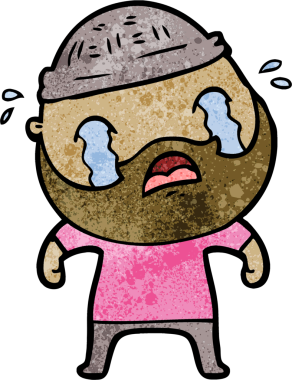 Çizgi film sakallı adam bir insan tarafından çizilmiş ağlıyor.