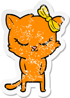 Bir insan tarafından çizilmiş şirin bir çizgi film kedisinin sıkıntılı çıkartması.