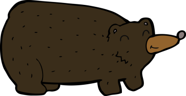 Bir insan tarafından çizilmiş komik karikatür kara ayı.