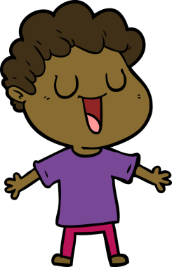 Bir insan tarafından çizilmiş gülen karikatür adam.