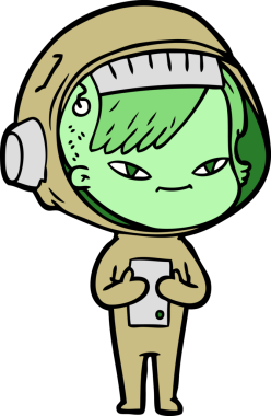 Bir insan tarafından çizilmiş astronot kadın.