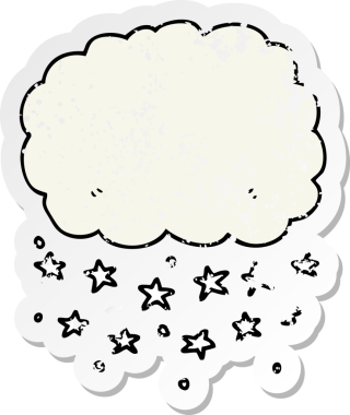 Bir insan tarafından çizilmiş karikatür yağmur bulutunun sıkıntılı etiketi