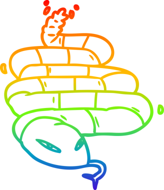 Bir insan tarafından çizilmiş zehirli bir yılanın çizdiği gökkuşağı gradyanı çizimi