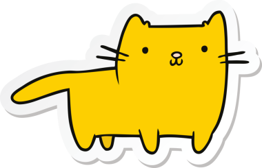 Bir insan tarafından çizilmiş çizgi film kedisinin çıkartması.