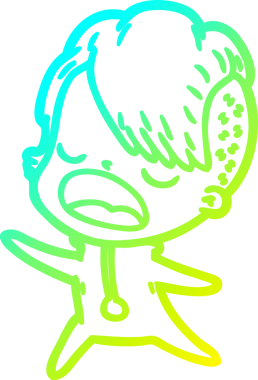 Bir insan tarafından çizilmiş havalı bir hippi kızın soğuk gradyan çizimi.