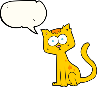 Bir insan tarafından çizilmiş serbest konuşma balonu çizgi film kedisi