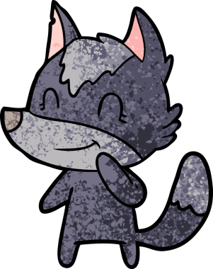 Bir insan tarafından çizilmiş dost canlısı bir kurt.