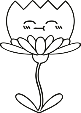 Bir insan tarafından çizilmiş bir çiçeğin çizgi çizimi