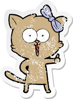 Bir insan tarafından çizilmiş karikatür bir kedinin sıkıntılı çıkartması.