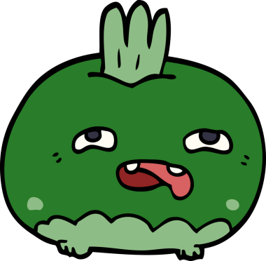 Bir insan tarafından çizilmiş mutlu kök sebze karalaması.