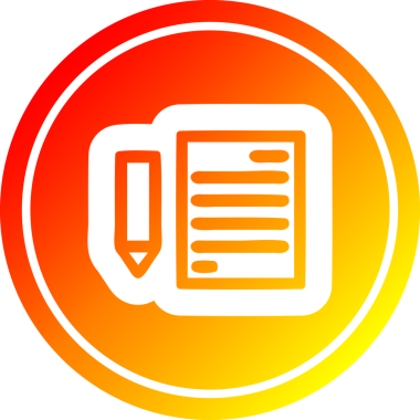 bir insan tarafından çizilmiş doküman ve kalem dairesel simgesi