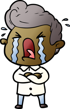 Bir insan tarafından çizilmiş ağlayan bir karikatür.