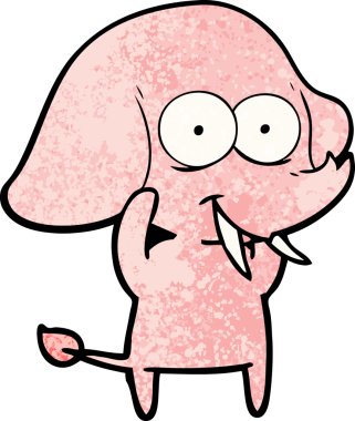 Bir insan tarafından çizilmiş mutlu bir fil.