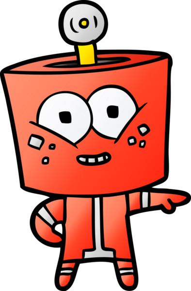 Bir insan tarafından çizilmiş mutlu çizgi film robotu