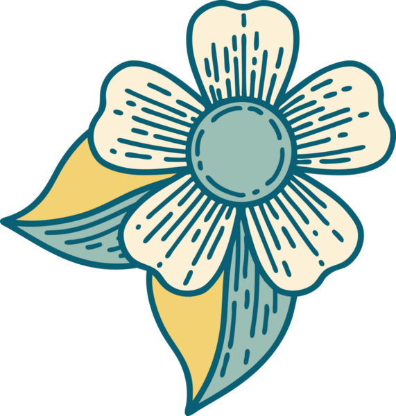 Bir insan tarafından çizilmiş bir çiçeğin ikonik dövme şekli