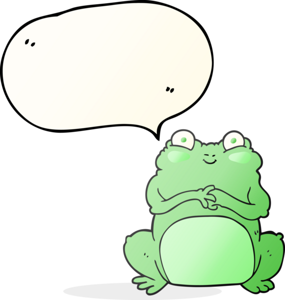 Bir insan tarafından çizilmiş serbest konuşma balonu karikatürü komik kurbağa