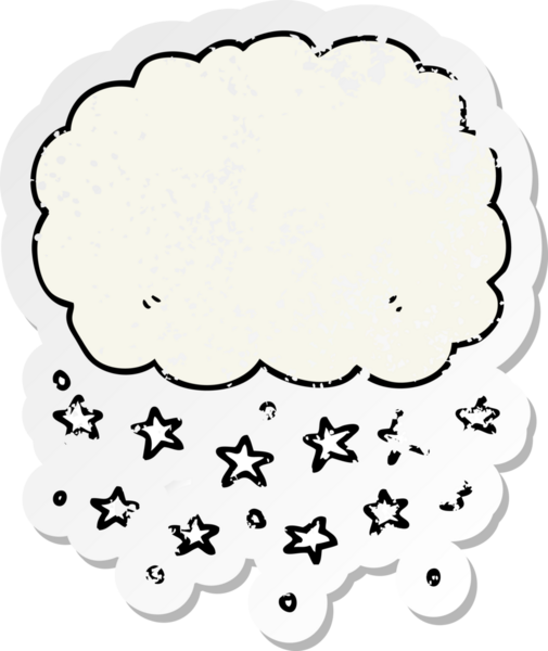 Bir insan tarafından çizilmiş karikatür yağmur bulutunun sıkıntılı etiketi