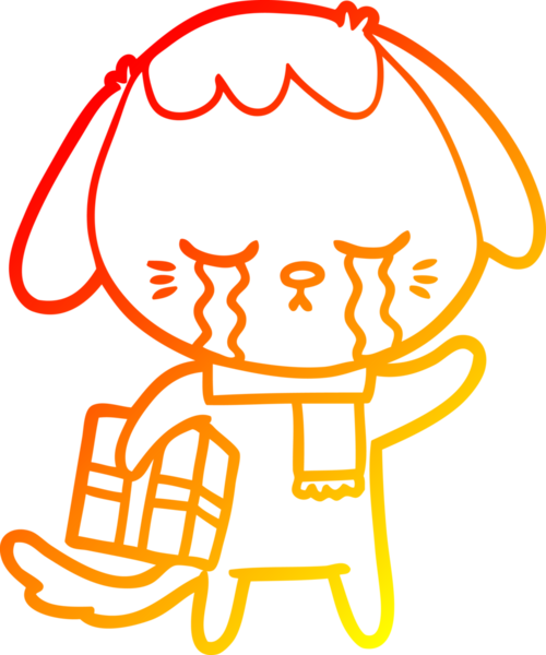 Bir insan tarafından çizilmiş, ağlayan bir köpeğin sıcak çizgi çizgisi.