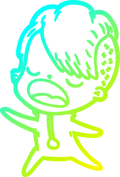 Bir insan tarafından çizilmiş havalı bir hippi kızın soğuk gradyan çizimi.