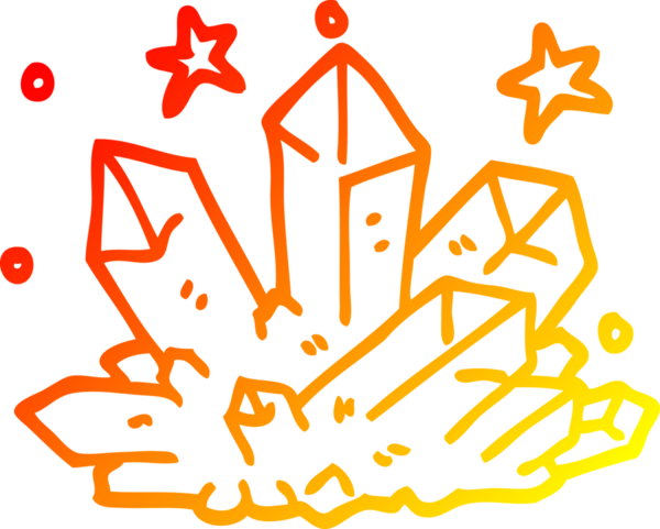 Bir insan tarafından çizilen sihirli kristalin sıcak çizgi çizimi