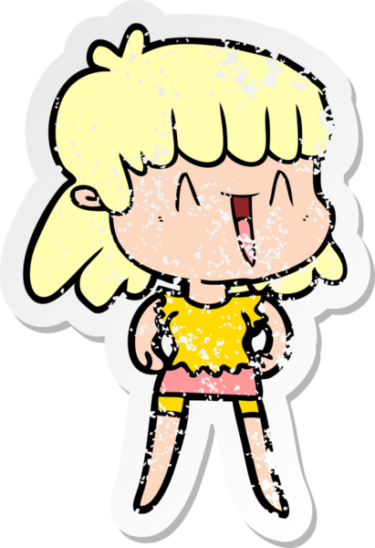 Bir insan tarafından çizilmiş karikatür bir kadının sıkıntılı çıkartması.