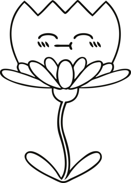 Bir insan tarafından çizilmiş bir çiçeğin çizgi çizimi