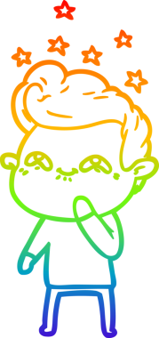 Gökkuşağı gradyanı çizimi bir insan tarafından çizilmiş heyecanlı bir çizgi film