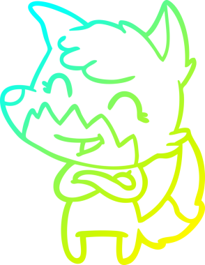 Bir insan tarafından çizilmiş mutlu bir tilkinin soğuk çizgi çizimi.