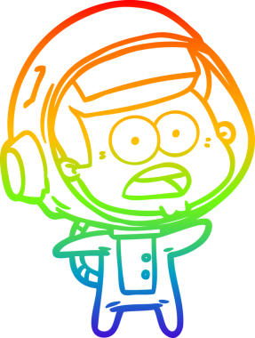 gökkuşağı gradyan çizgi çizimi bir insan tarafından çizilmiş astronot şaşırttı