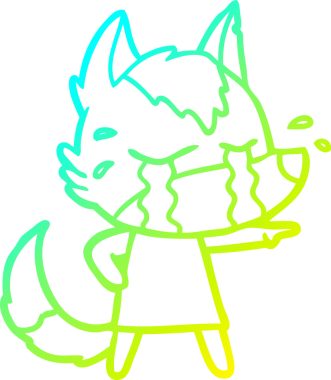 Bir insan tarafından çizilmiş ağlayan kurdun soğuk çizgi çizimi.