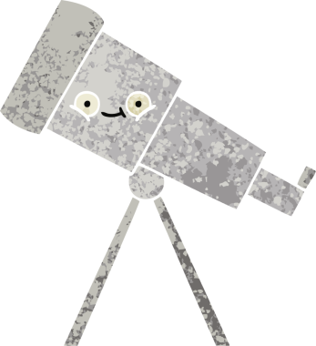 Bir insan tarafından çizilmiş bir teleskobun retro çizim tarzı karikatürü